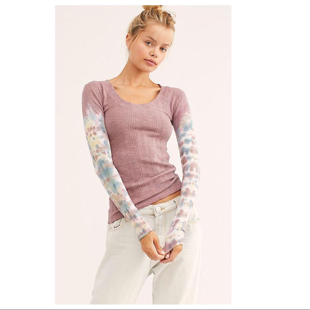 FREE PEOPLE BOHO TOP LONG SLEEVES RIB KNIT TEE A2C - Picture 3 of 16